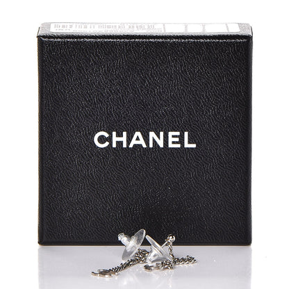 Chanel CC Long Drop Earrings Silver 5 of 5
