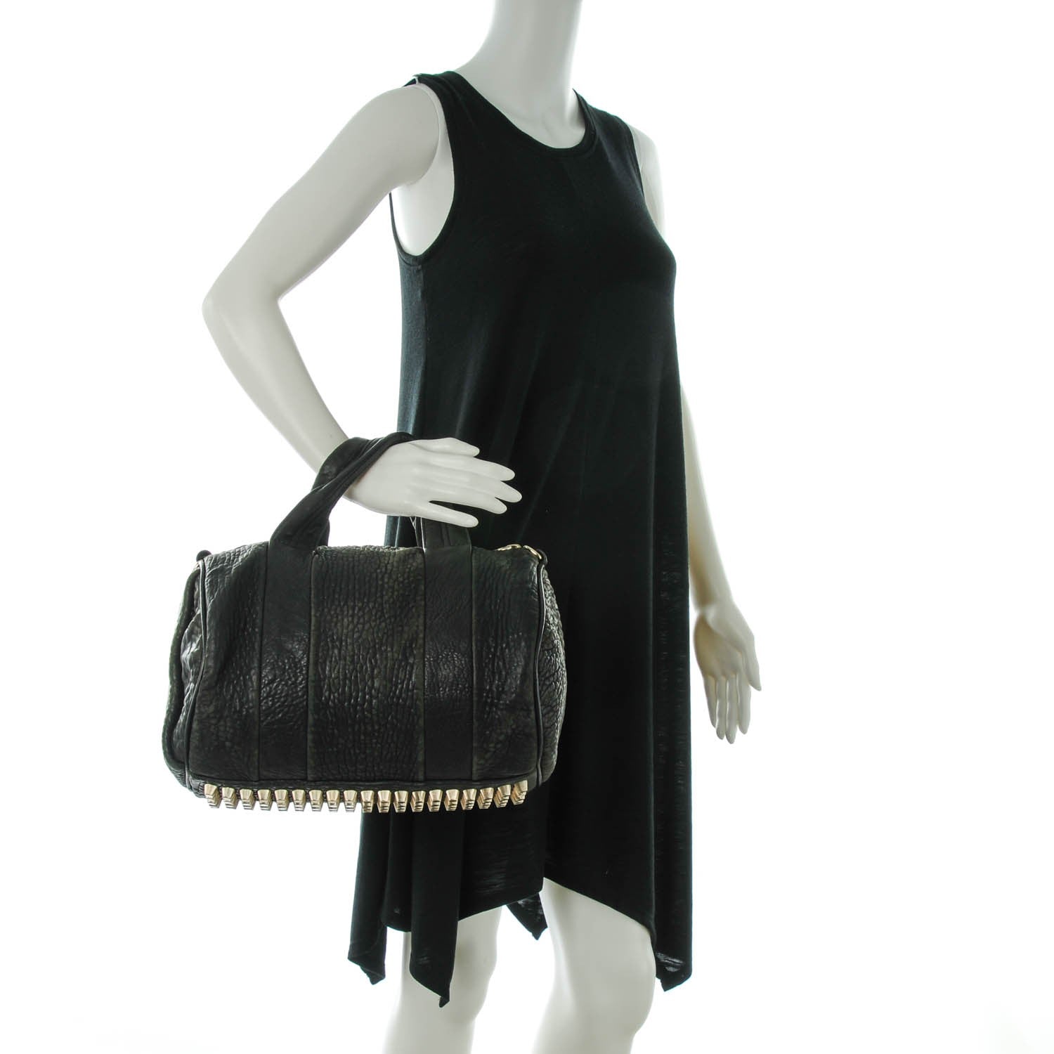 Alexander Wang Pebbled Lambskin Rocco Duffel Black Pale Gold Hardware 2 of 14