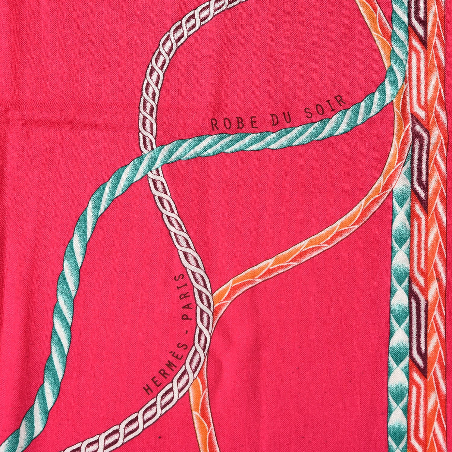 Hermes Cashmere Silk Robe Du Soir Shawl 140 Fuchsia Vert Framboise 3 of 5