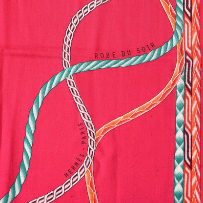 Hermes Cashmere Silk Robe Du Soir Shawl 140 Fuchsia Vert Framboise 3 of 5