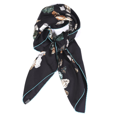 Hermes Silk Mineraux Scarf 90 Black Turquoise Beige 2 of 6
