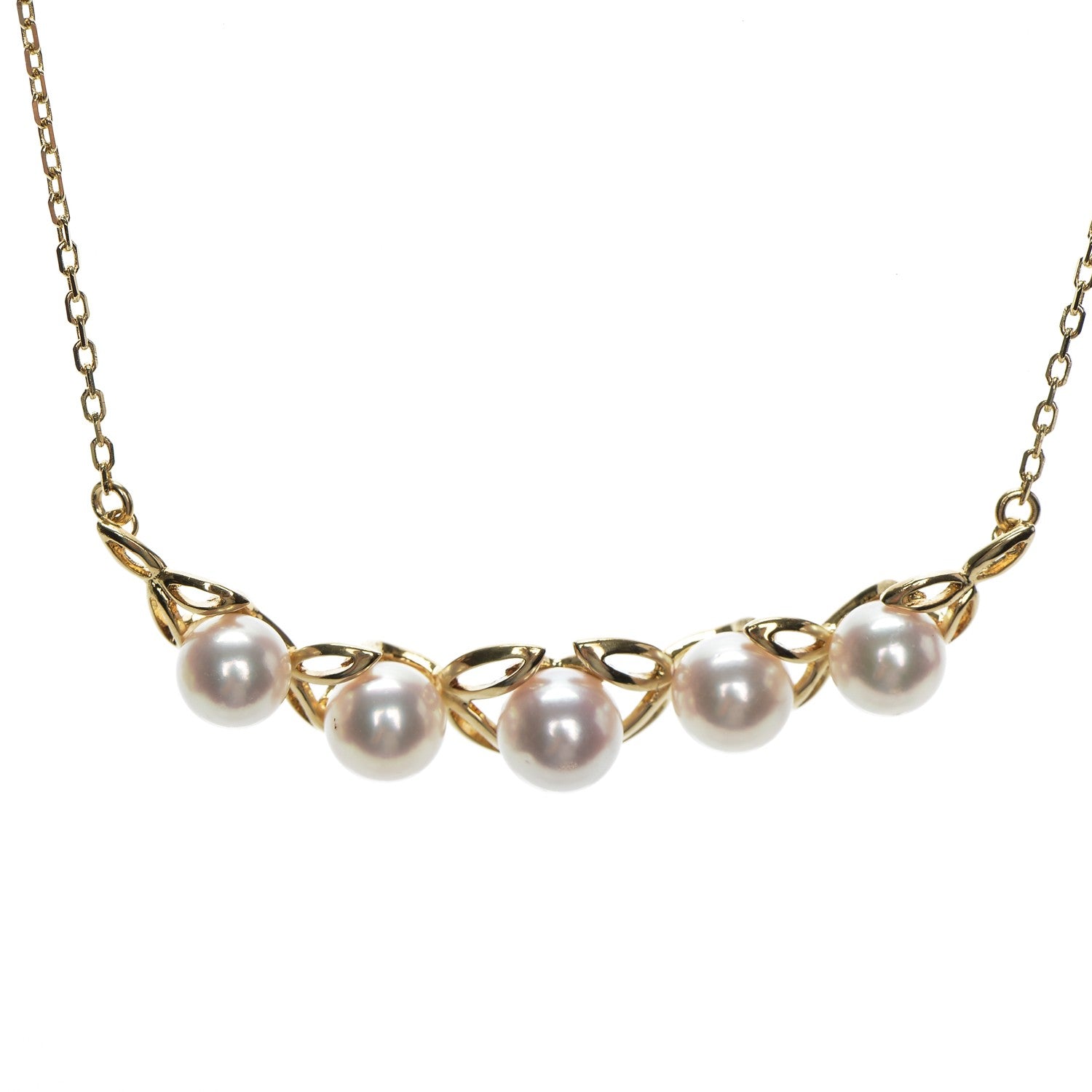 Mikimoto 14K Yellow Gold Pearl Necklace 4 of 7