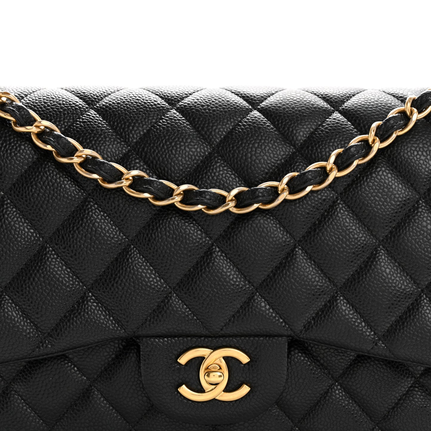 Caviar Quilted Jumbo Double Flap Black