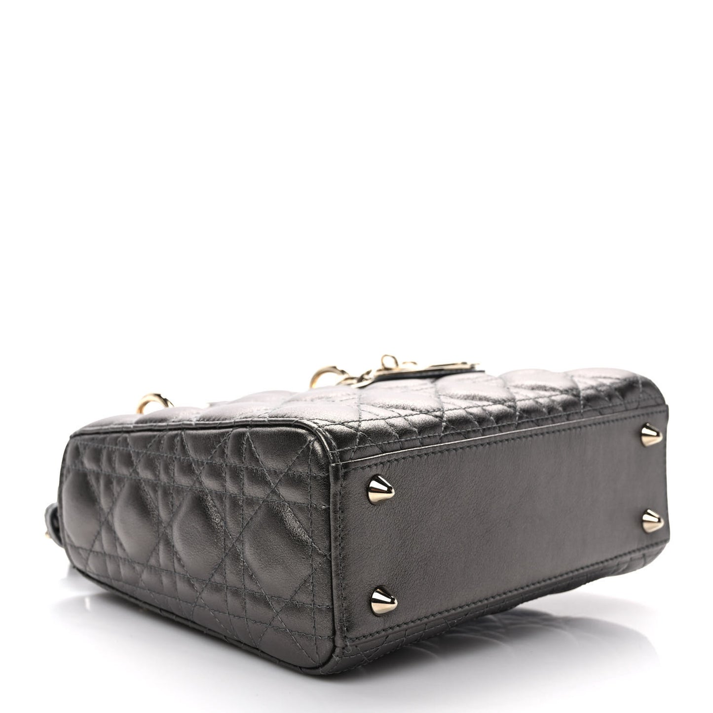 Lambskin Cannage Small My ABCDior Lady Dior Metallic Grey