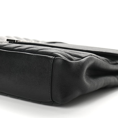 Saint Laurent Sheepskin Matelasse Chevron Monogram Large College Satchel Black 8 of 8