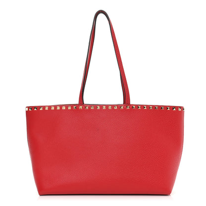 Valentino Garavani Grained Calfskin Small Rockstud Shoulder Tote Rouge Pur 1 of 11