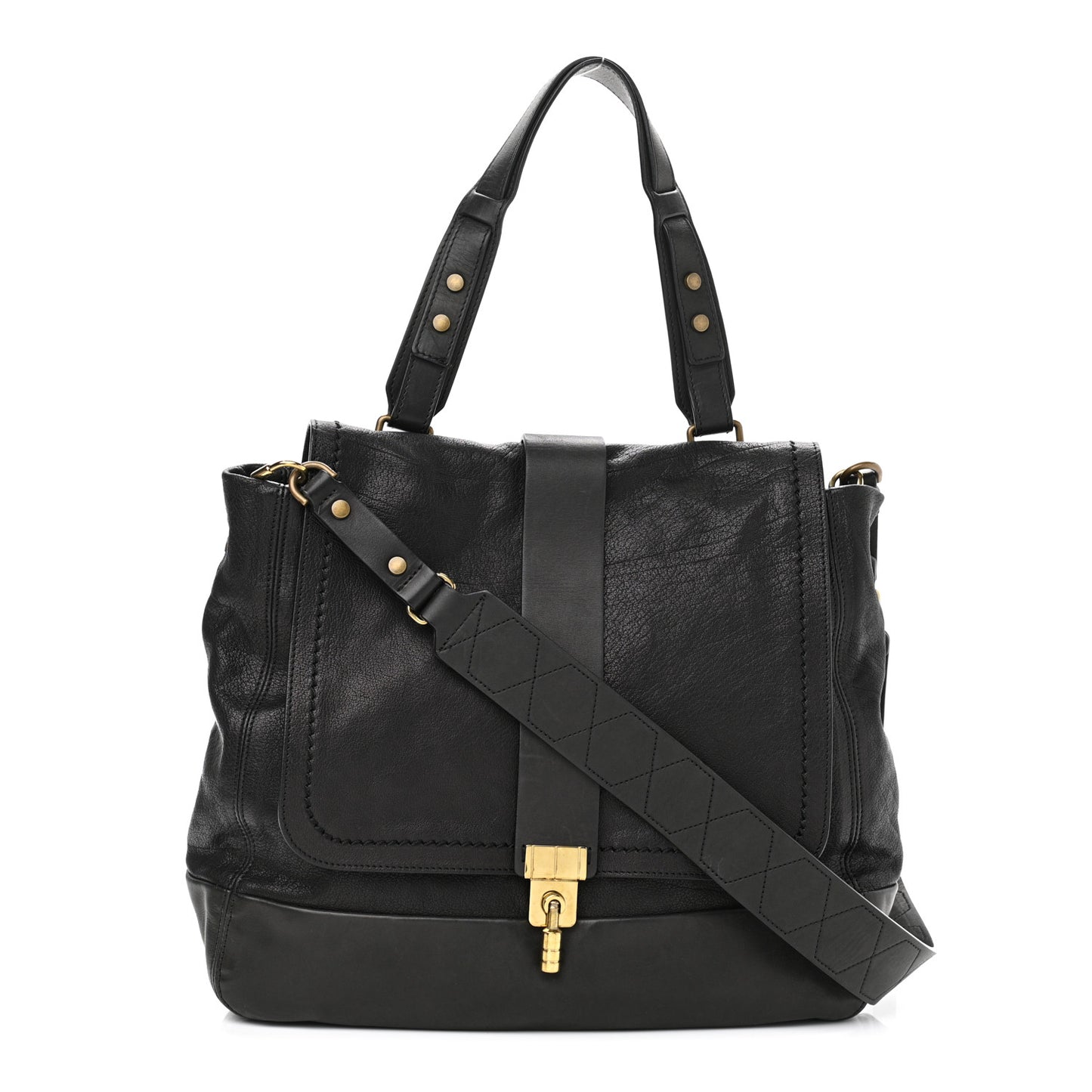 Calfskin Lovely Leopold GM Shoulder Bag Black