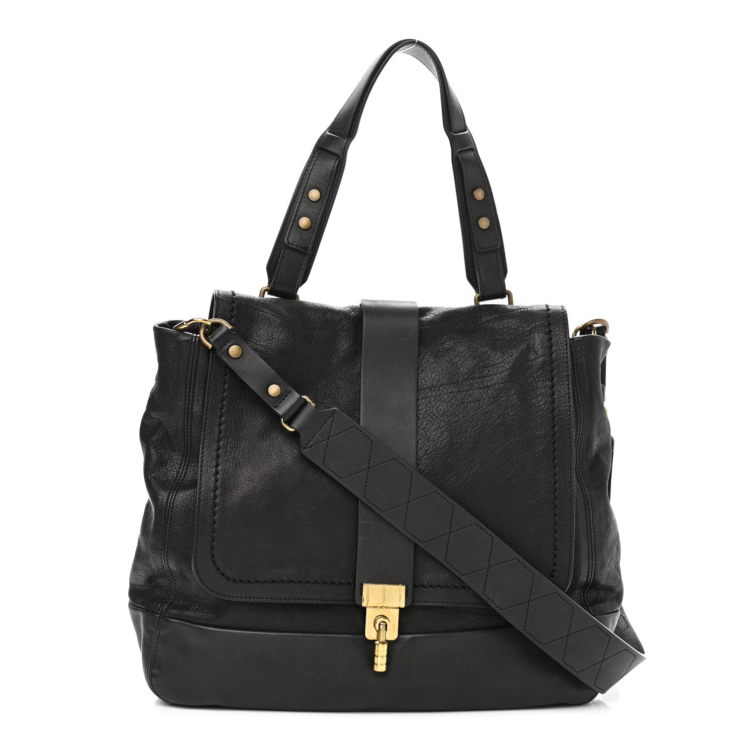Lanvin Calfskin Lovely Leopold GM Shoulder Bag Black 1 of 9