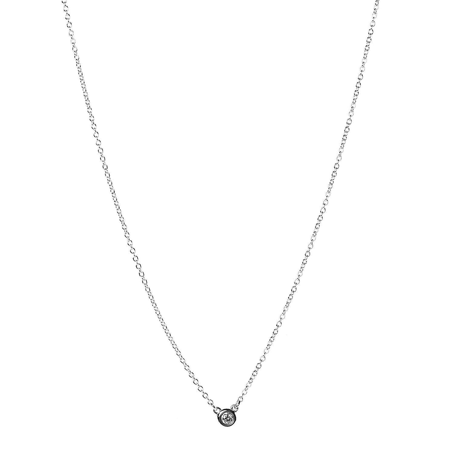 Sterling Silver Diamond .05ct Elsa Peretti Diamonds by the Yard Pendant Necklace