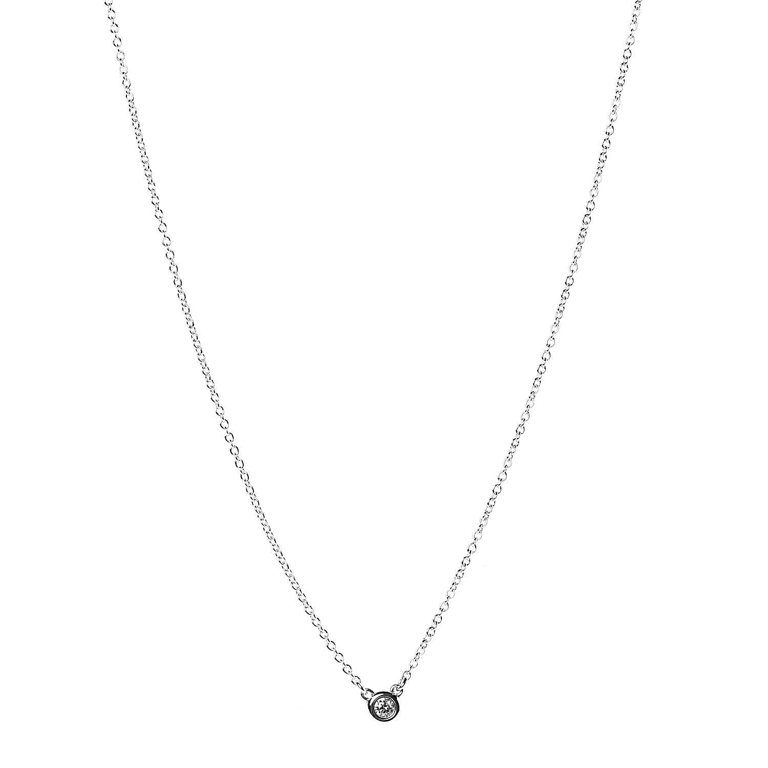 Tiffany Sterling Silver Diamond .05ct Elsa Peretti Diamonds by the Yard Pendant Necklace 1 of 6
