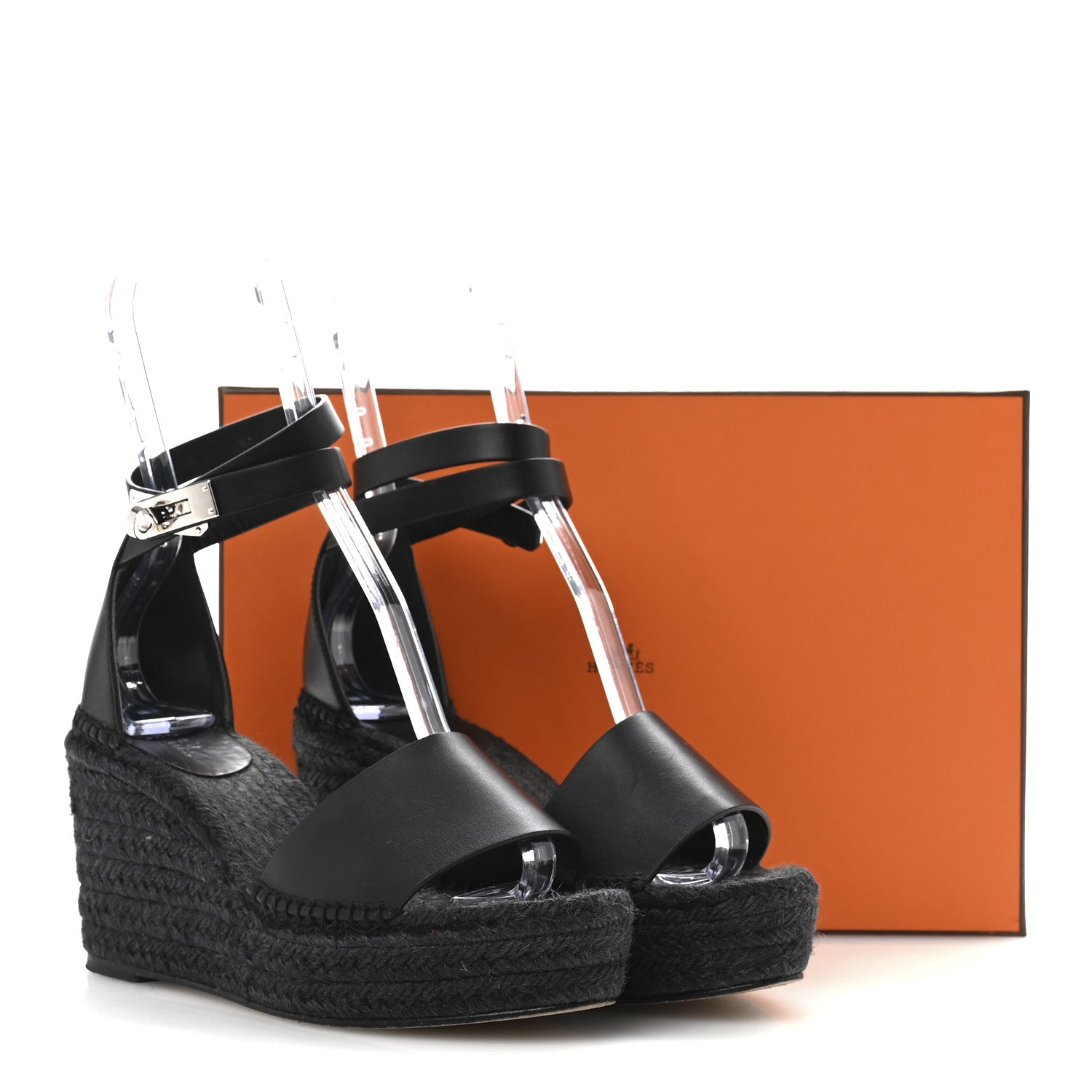 Hermes Calfskin Tipoli Espadrille Wedges 38 Black 14 of 14