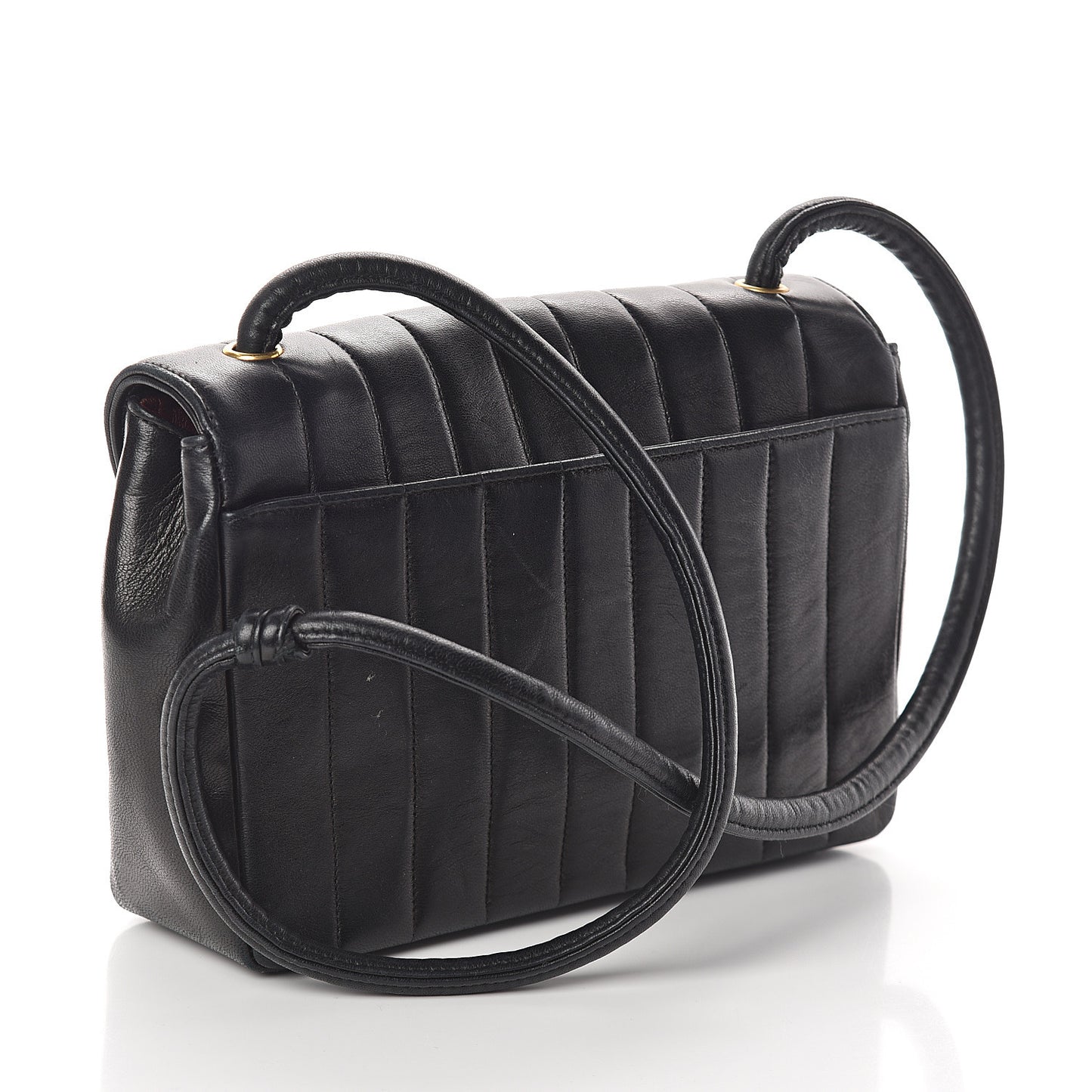 Lambskin Vertical Quilted CC Flap Shoulder Bag Black