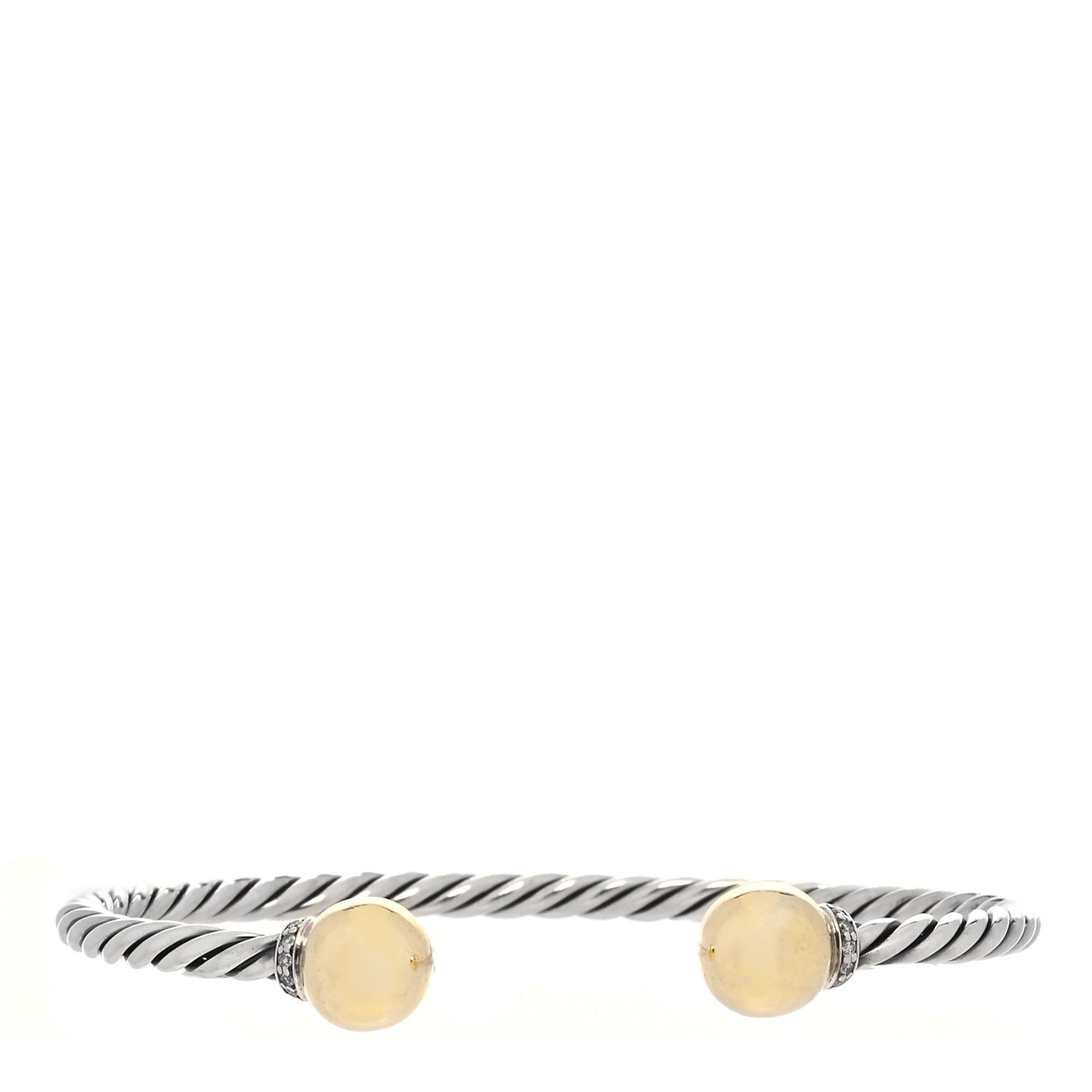 Sterling Silver 18K Yellow Gold Diamond 9mm Solari Bead Bracelet
