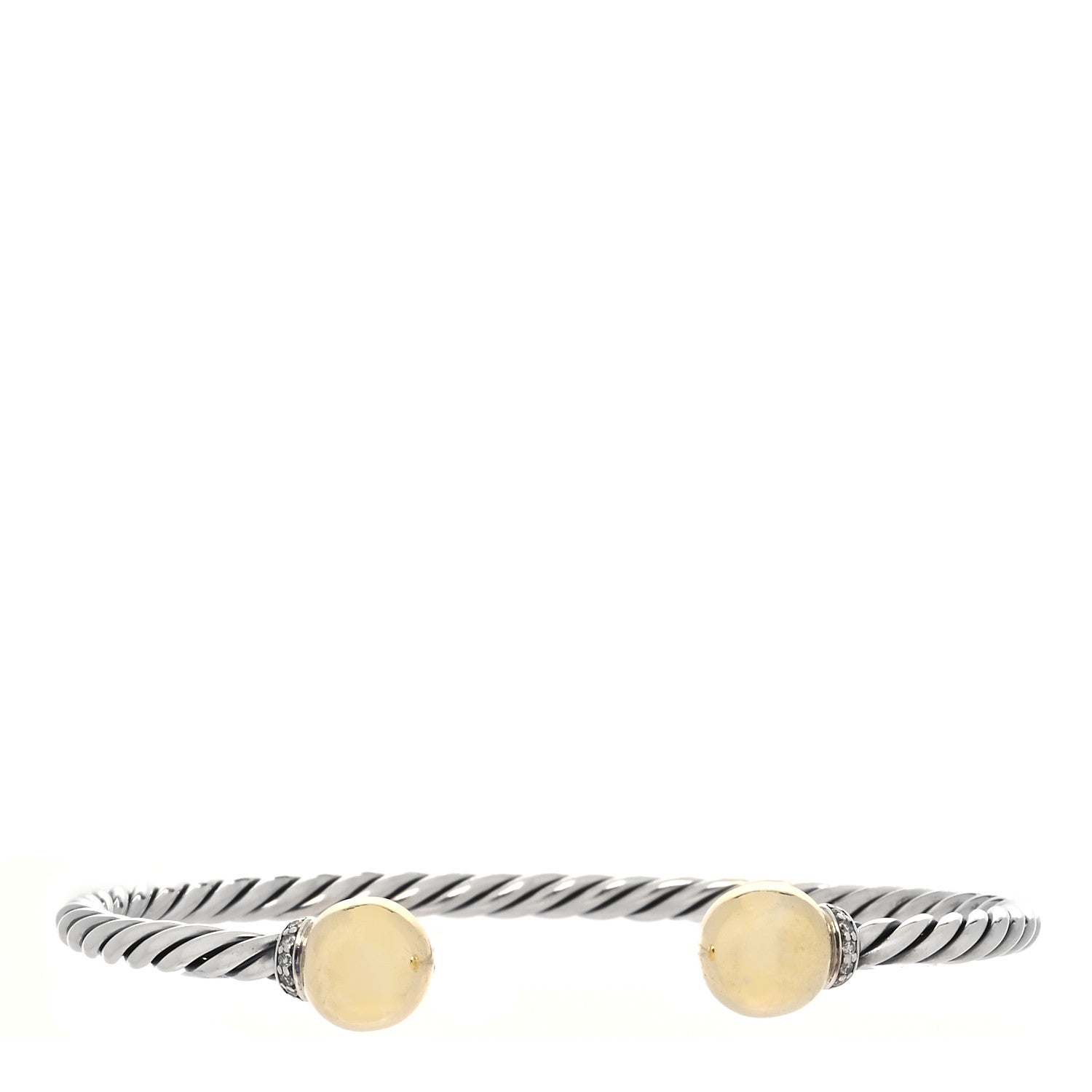 David Yurman Sterling Silver 18K Yellow Gold Diamond 9mm Solari Bead Bracelet 1 of 4