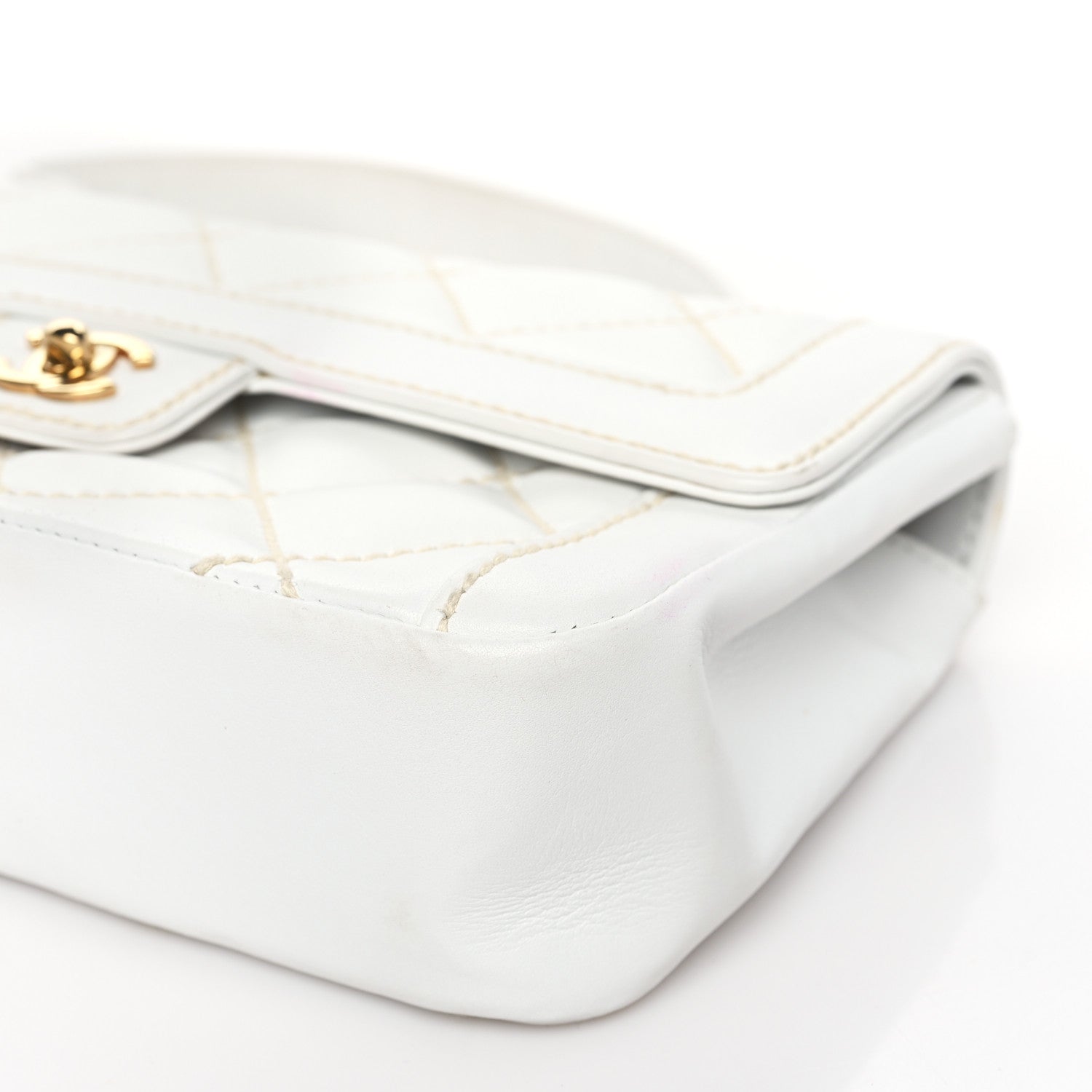 Chanel Calfskin Quilted Wild Stitch Flap White 9 of 12