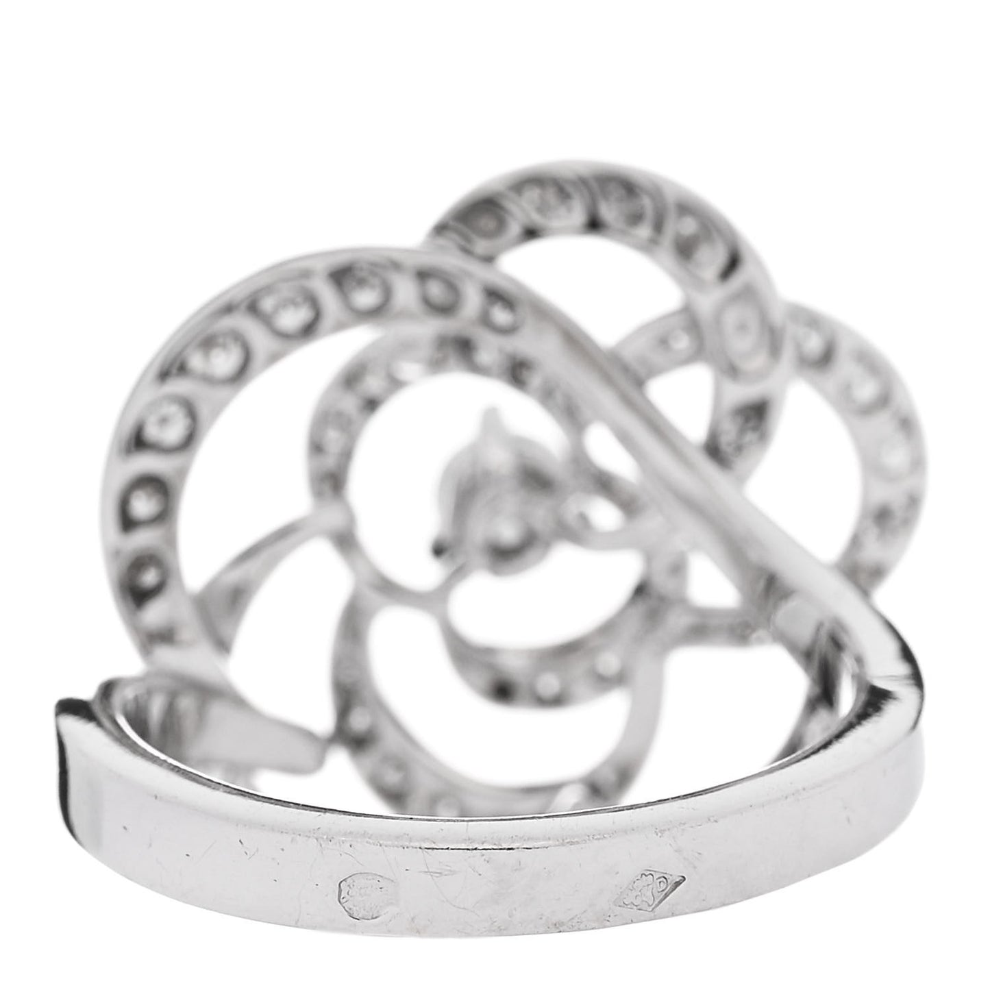 18K White Gold Diamond Medium Fil de Camelia Ring 50 5.25