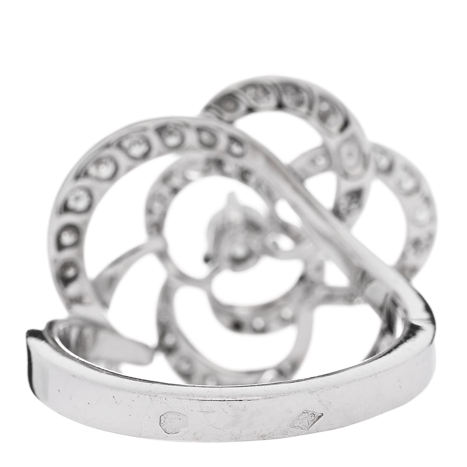 Chanel 18K White Gold Diamond Medium Fil de Camelia Ring 50 5.25 4 of 6