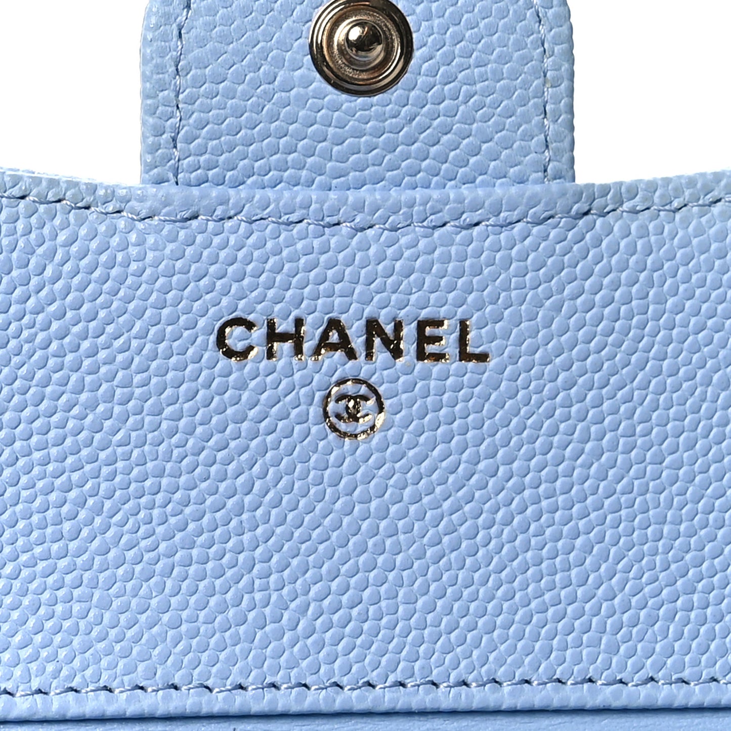 Caviar Quilted Compact Flap Wallet Light Blue