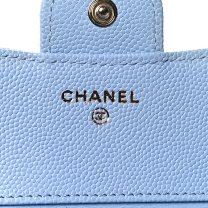 Chanel Caviar Quilted Compact Flap Wallet Light Blue 6 of 9