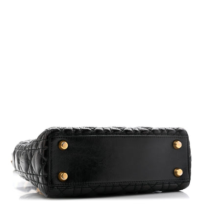Christian Dior Crinkled Patent Cannage Small Lucky Badges My Lady Dior Black 4 of 13