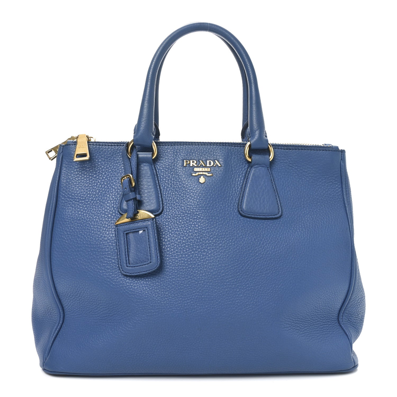 Prada Vitello Daino Large Double Zip Tote Cobalto 1 of 9