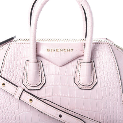 Givenchy Calfskin Crocodile Embossed Mini Antigona Pink 7 of 10
