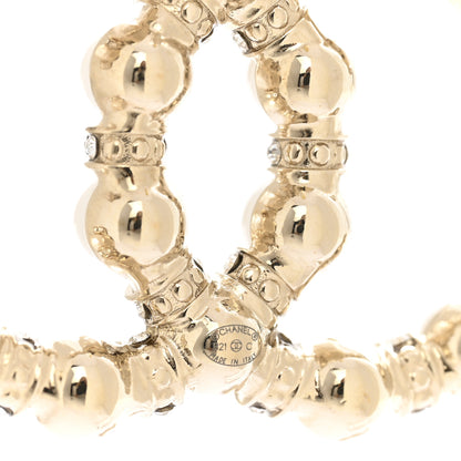 Chanel Pearl Crystal Nefertiti CC Drop Earrings Gold 4 of 4