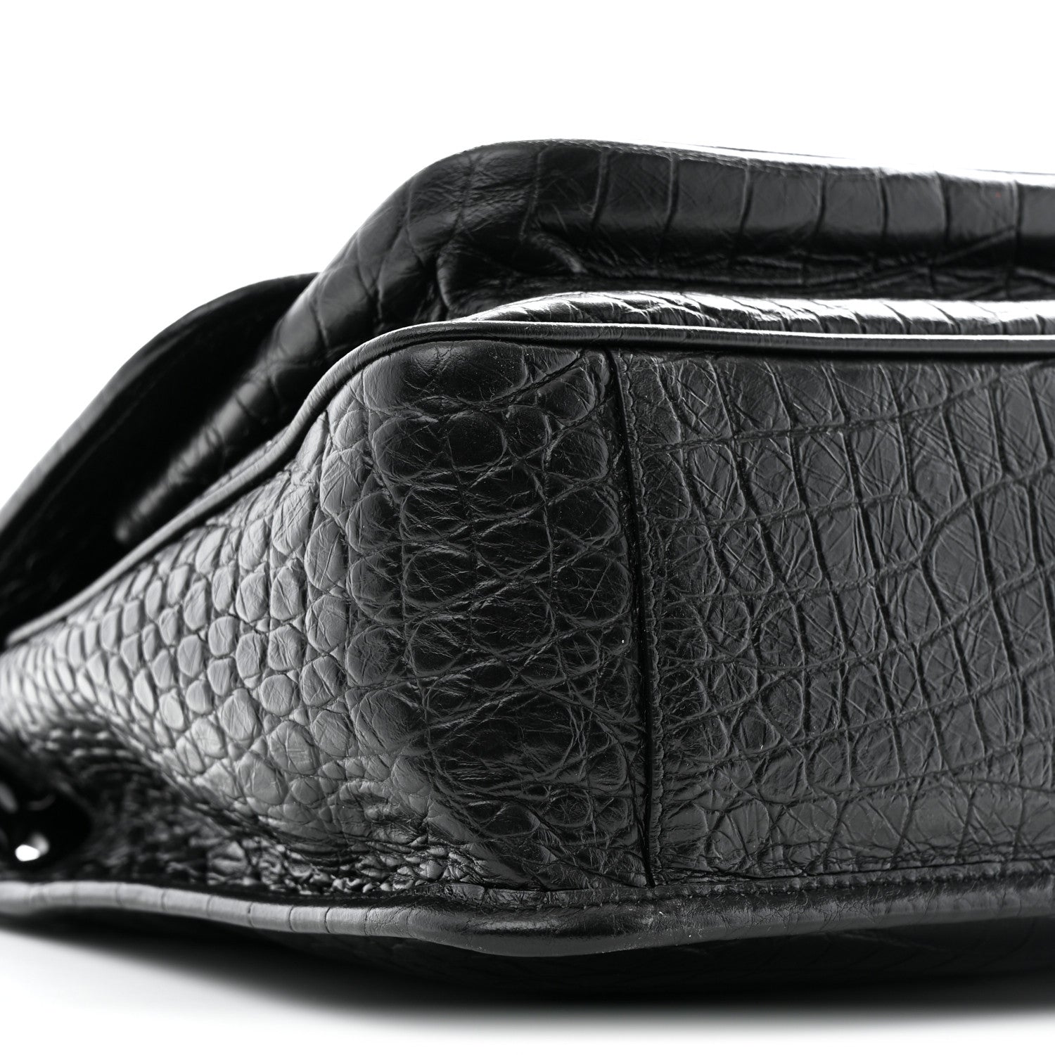 Saint Laurent Crocodile Embossed Lambskin Monogram Medium Niki Chain Satchel Black 9 of 10