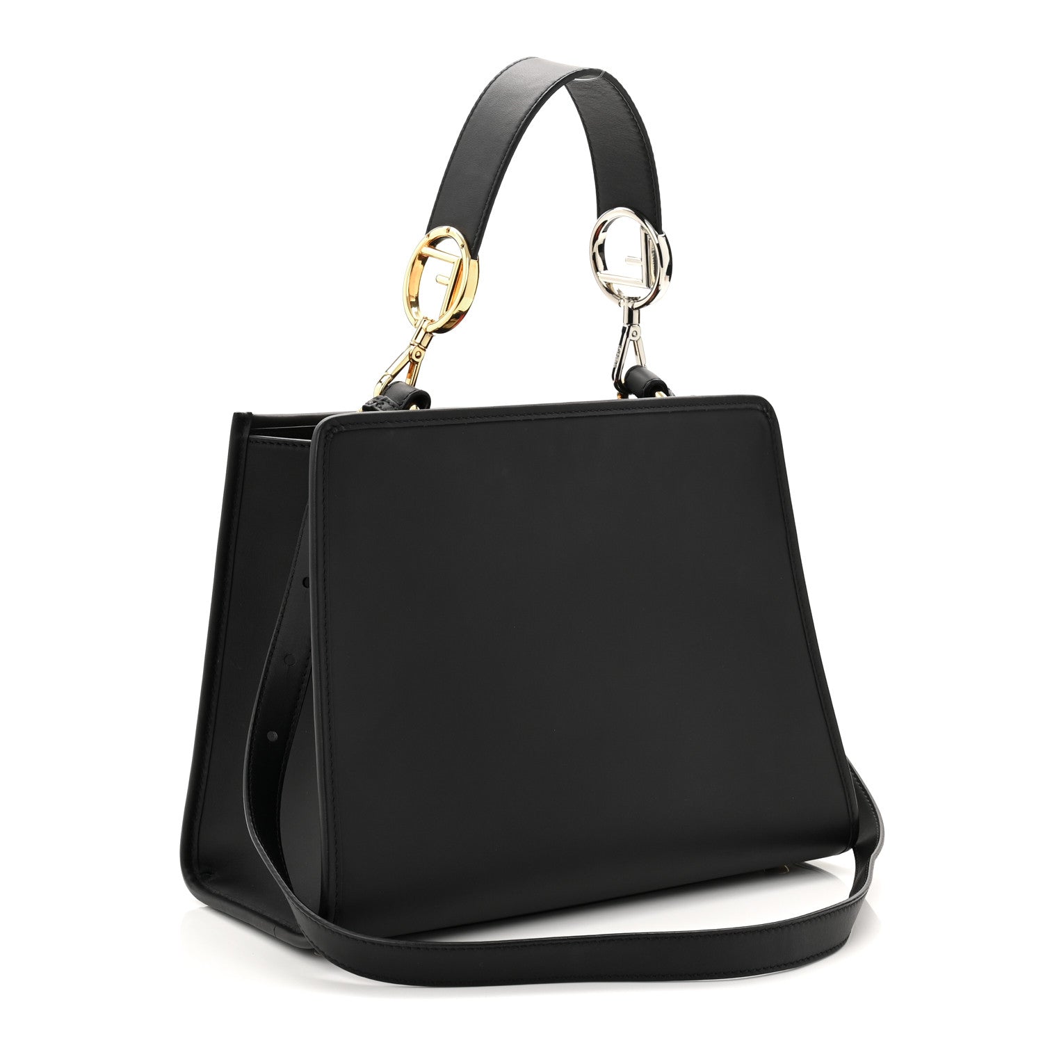 Fendi Vitello Century F is Fendi FF 1974 Embossed Small Runaway Satchel Black Maya 3 of 12