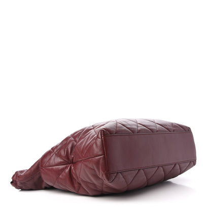 Chanel Lambskin Quilted Drawstring Shopping Bag Red 5 of 10