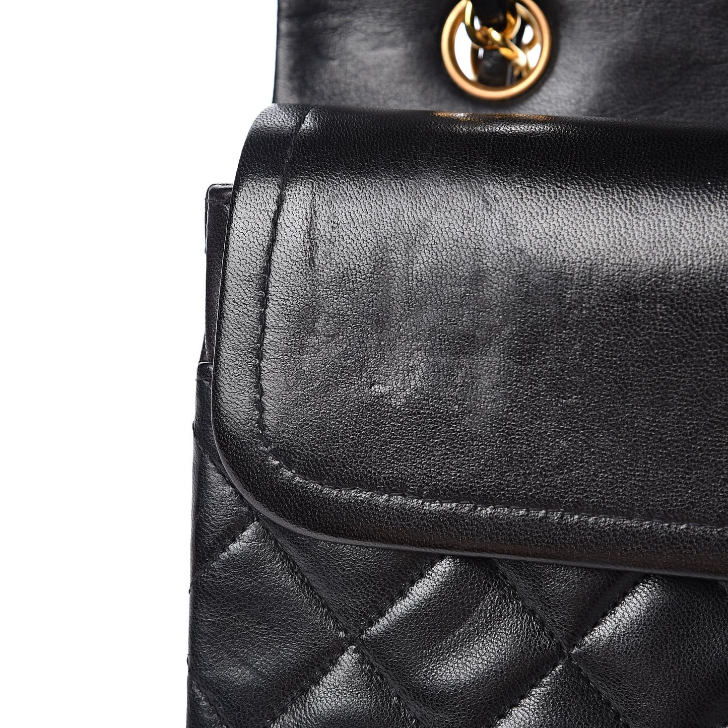 Lambskin Quilted Medium Double Flap Black
