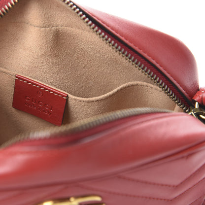 Gucci Calfskin Matelasse Mini GG Marmont Chain Shoulder Bag Hibiscus Red 8 of 10