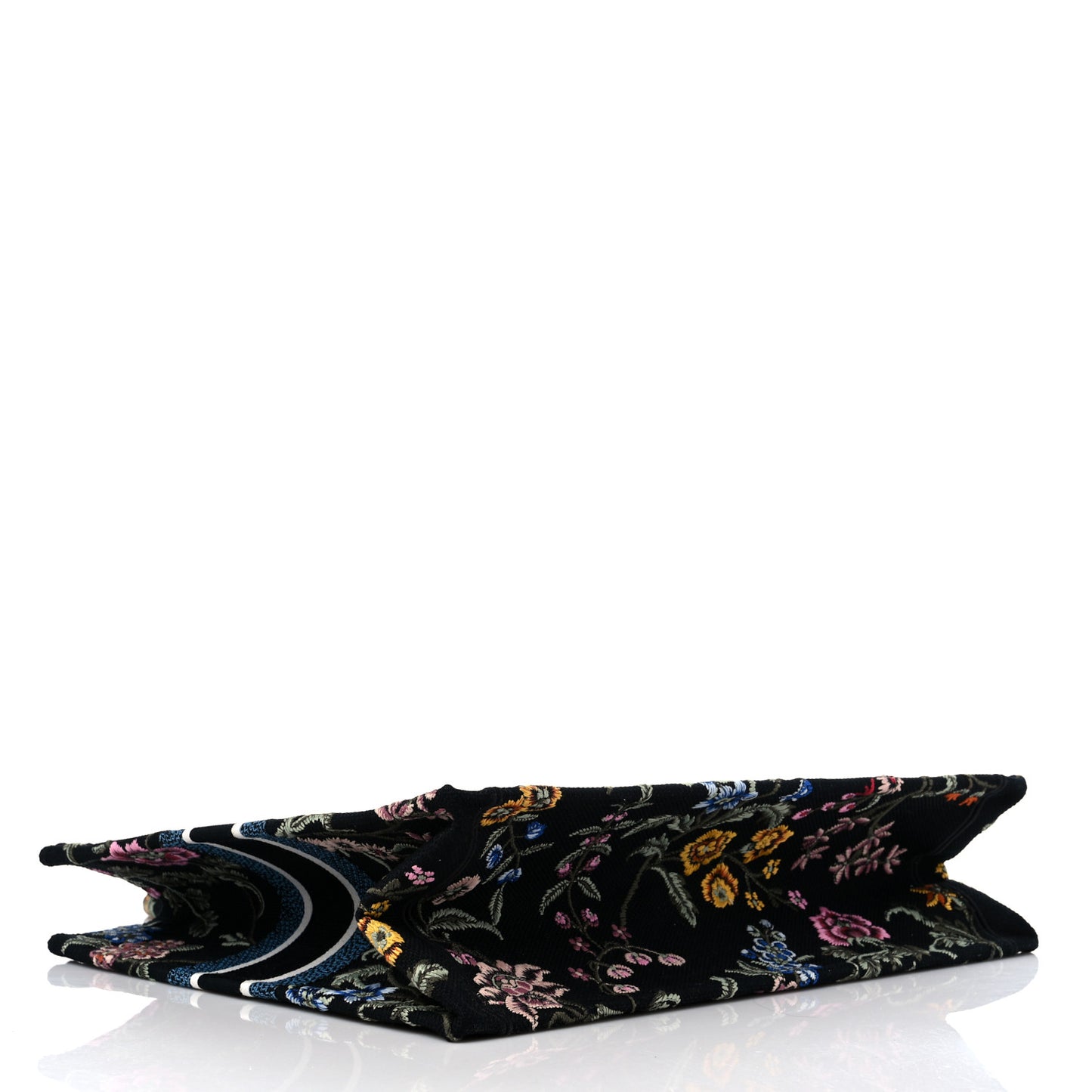 Canvas Embroidered Large Book Tote Black Multicolor