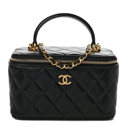 Chanel Lambskin Quilted Small Top Handle Vanity Case With Chain Black 1 of 9