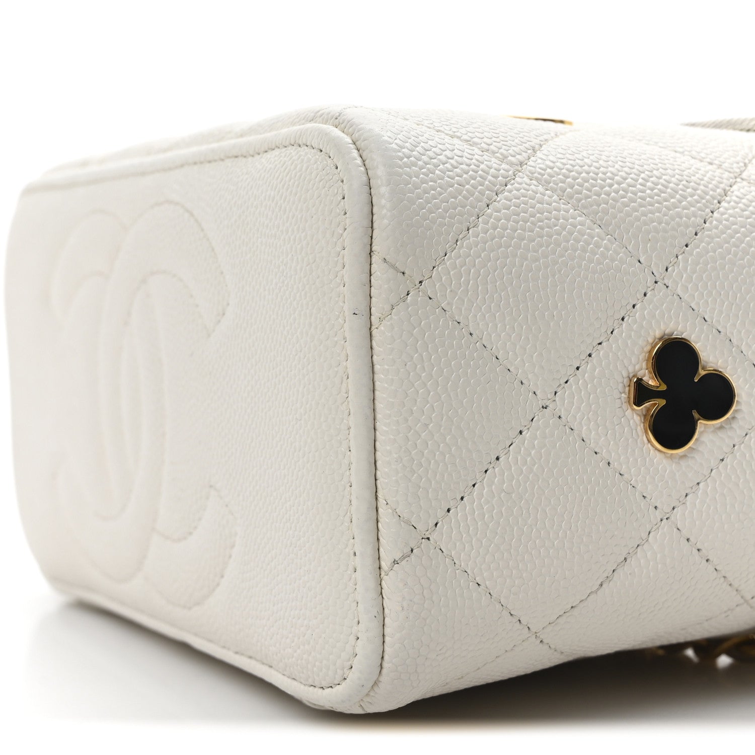 Chanel Caviar Quilted Enamel Coco Casino Small Vanity Case With Chain White White 10 of 10