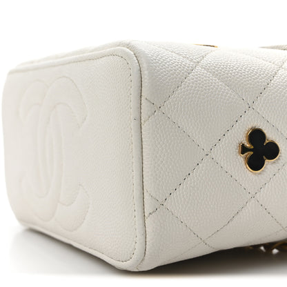 Chanel Caviar Quilted Enamel Coco Casino Small Vanity Case With Chain White White 10 of 10