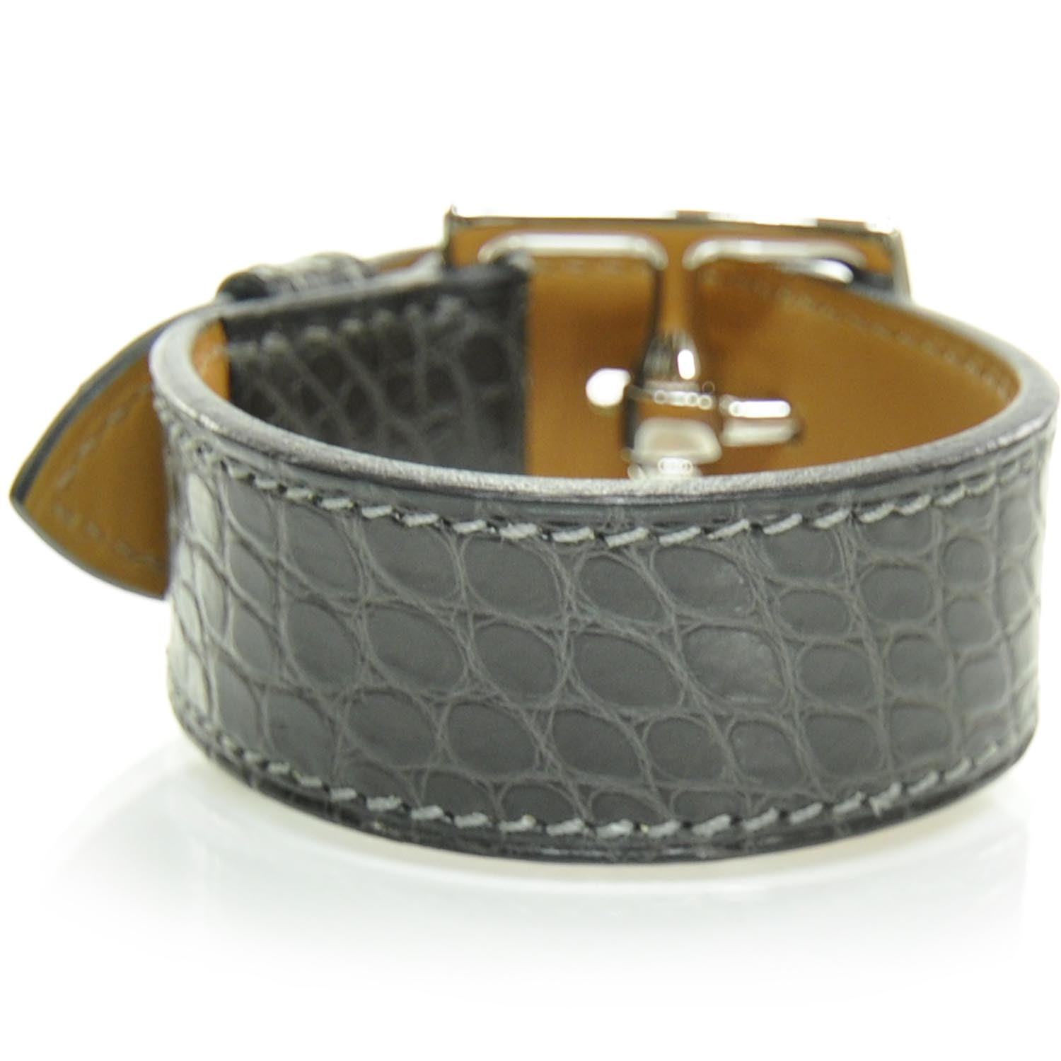 Hermes Crocodile Etriviere 2 Bracelet Gris Elephant 1 of 7