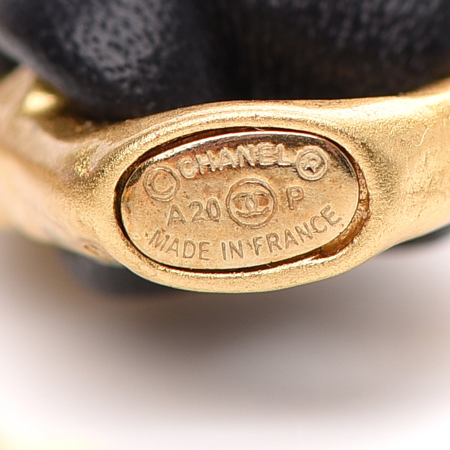 Lambskin CC Chain Hoop Earrings Gold Black