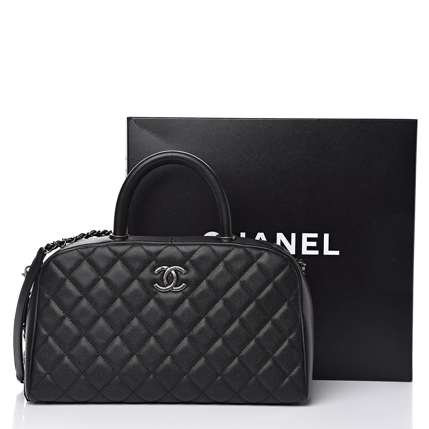 Chanel Caviar Quilted Large Coco Handle Bowling Bag Black 12 of 12