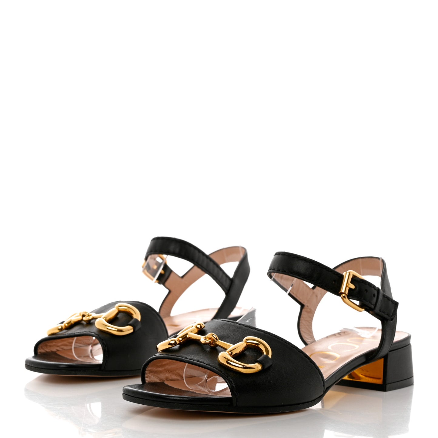 Nappa Charlotte Horsebit Block Heel 45mm Sandals 37 Black