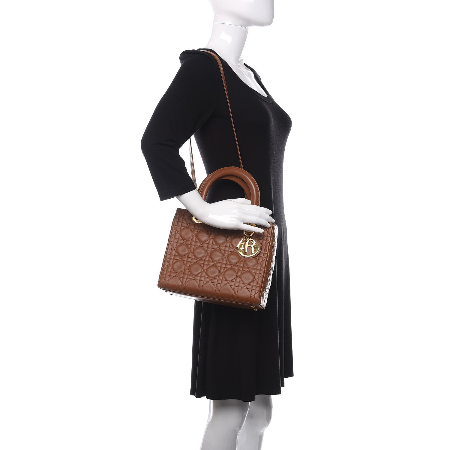 Christian Dior Lambskin Cannage Medium Lady Dior Tan 2 of 11