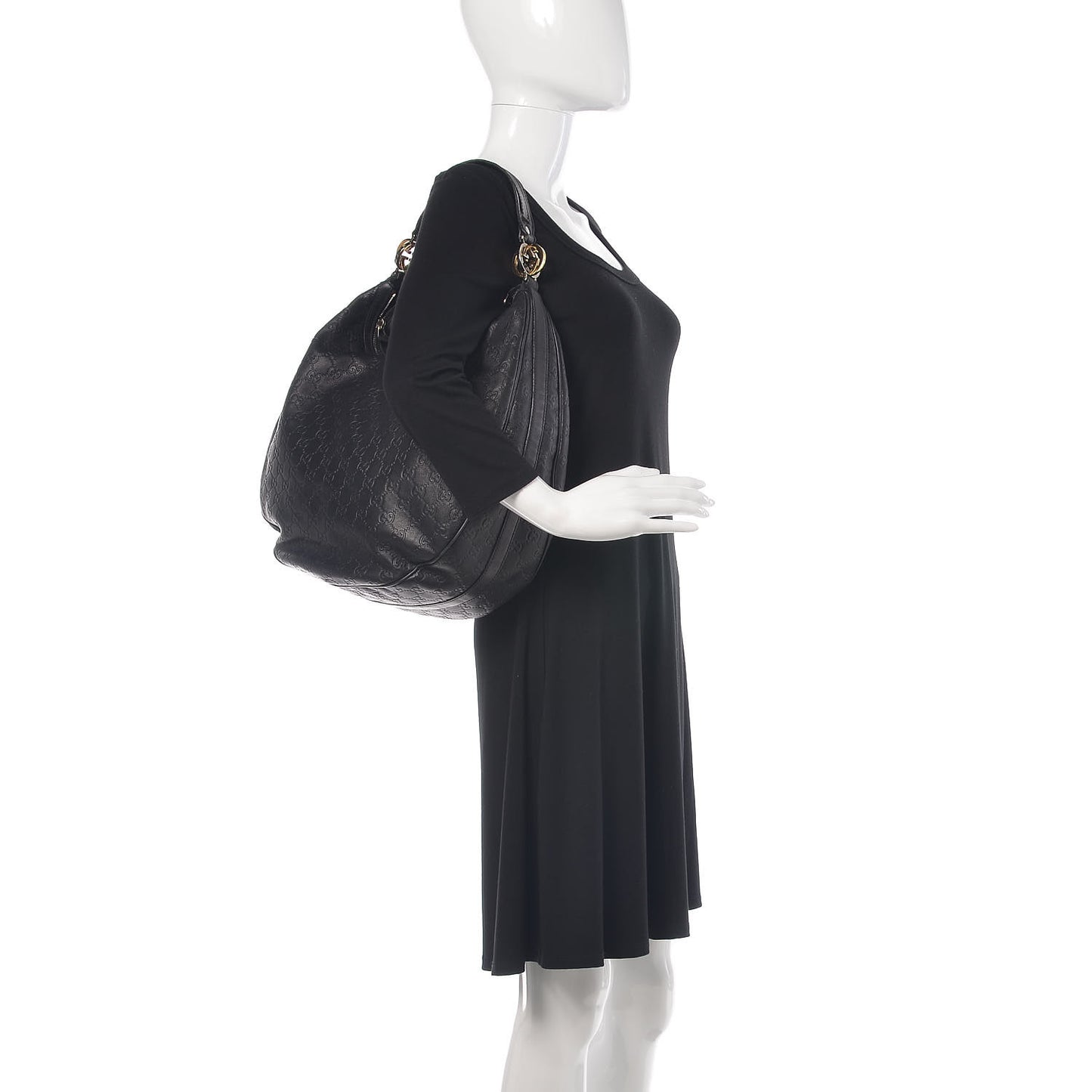 Guccissima Large GG Twins Hobo Black