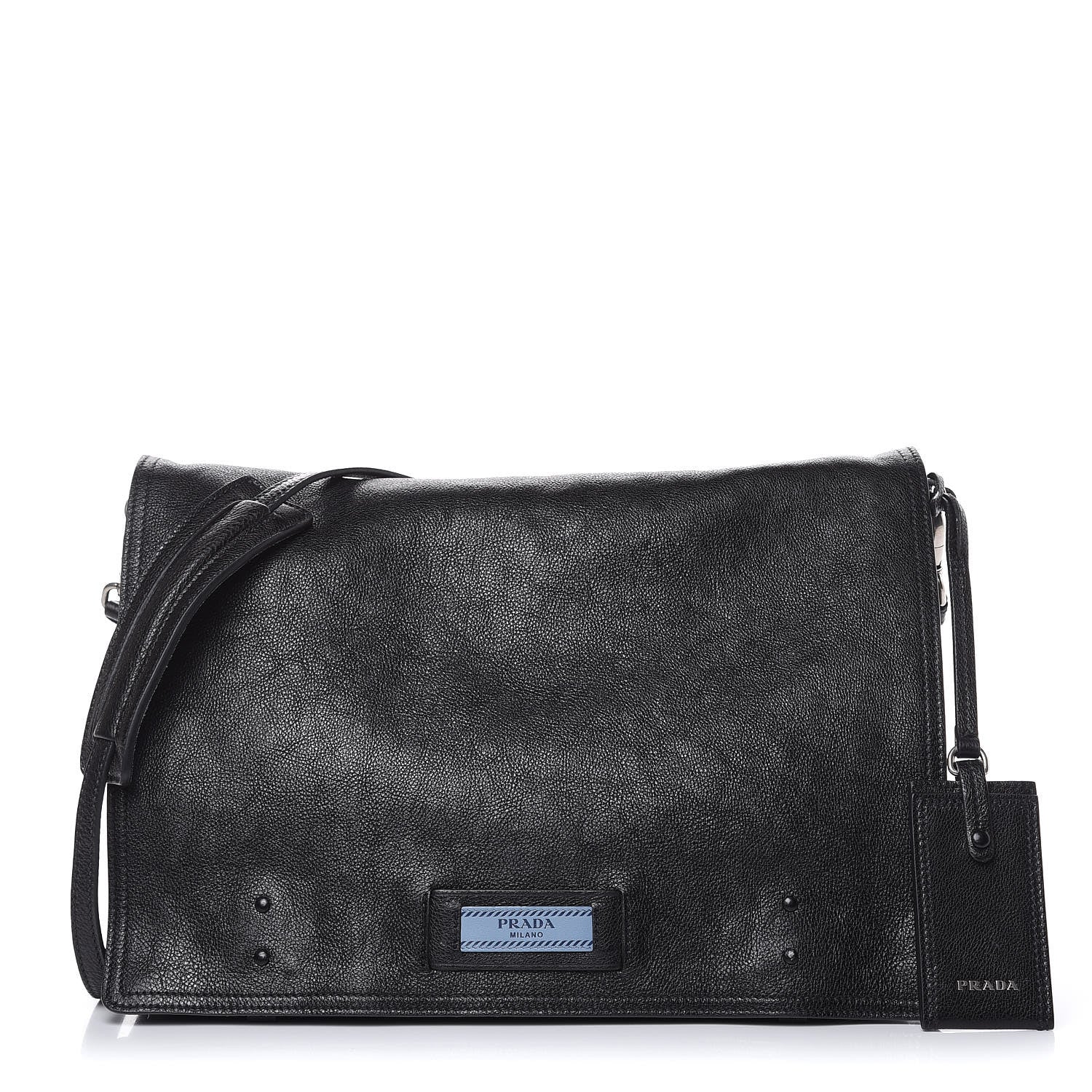Prada Glace Calf Etiquette Flap Black Astrale 1 of 14