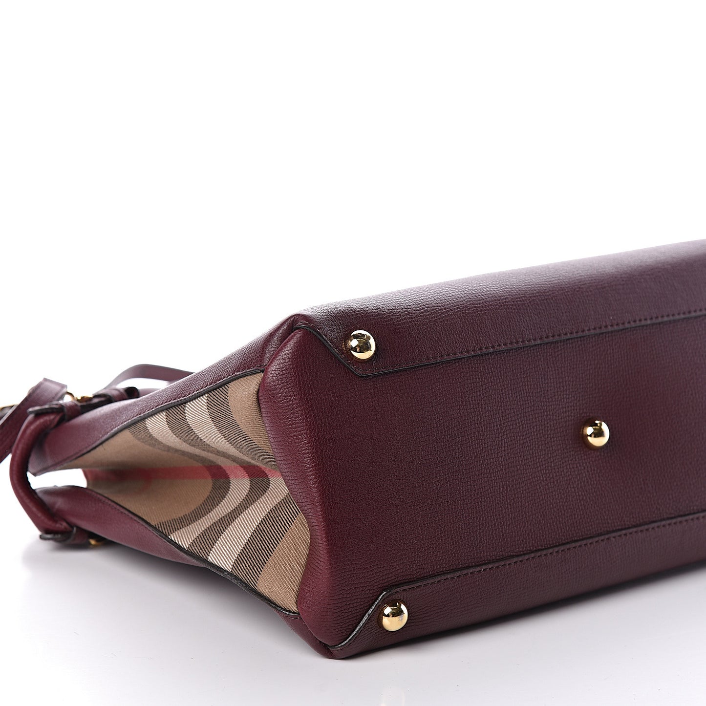 Grainy Calfskin House Check Medium Banner Tote Mahogany Red