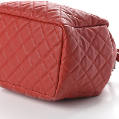 Chanel Lambskin Quilted Small CC Chain Drawstring Bucket Bag Red 6 of 9