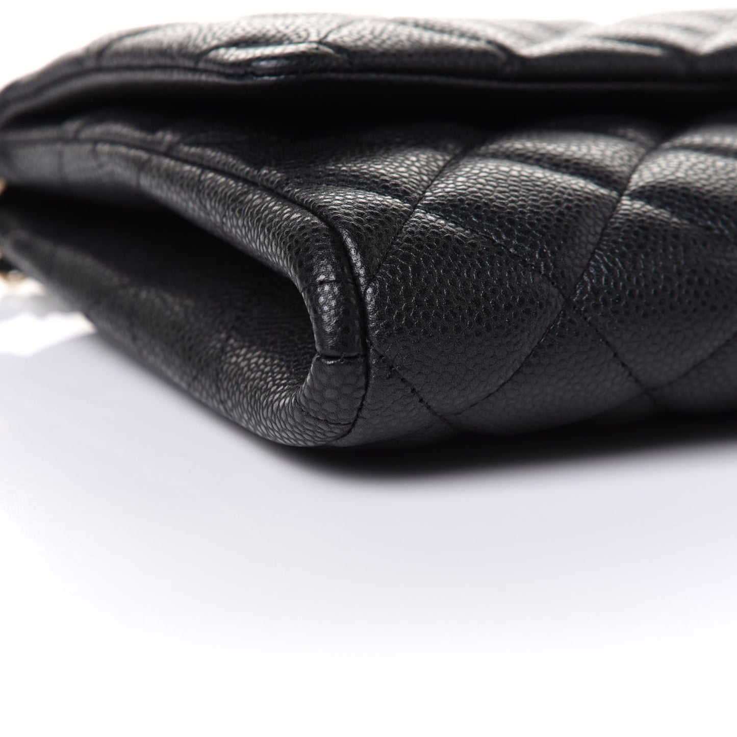 Caviar Quilted Clutch With Chain Flap Black