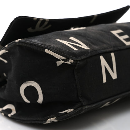 Chanel Canvas Quilted Letter Printed Flap Black 9 of 11