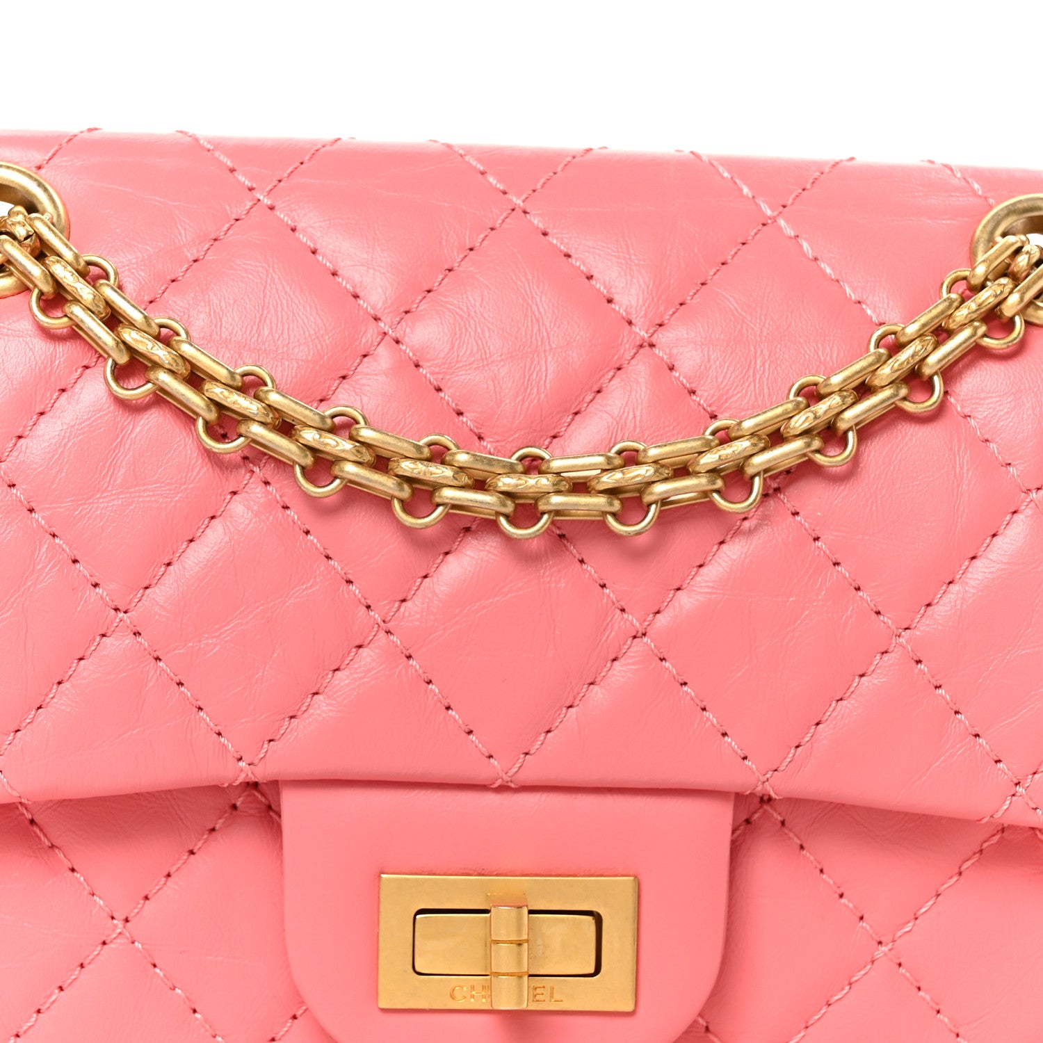 Chanel Aged Calfskin Quilted 2.55 Reissue Mini Flap Pink 9 of 12