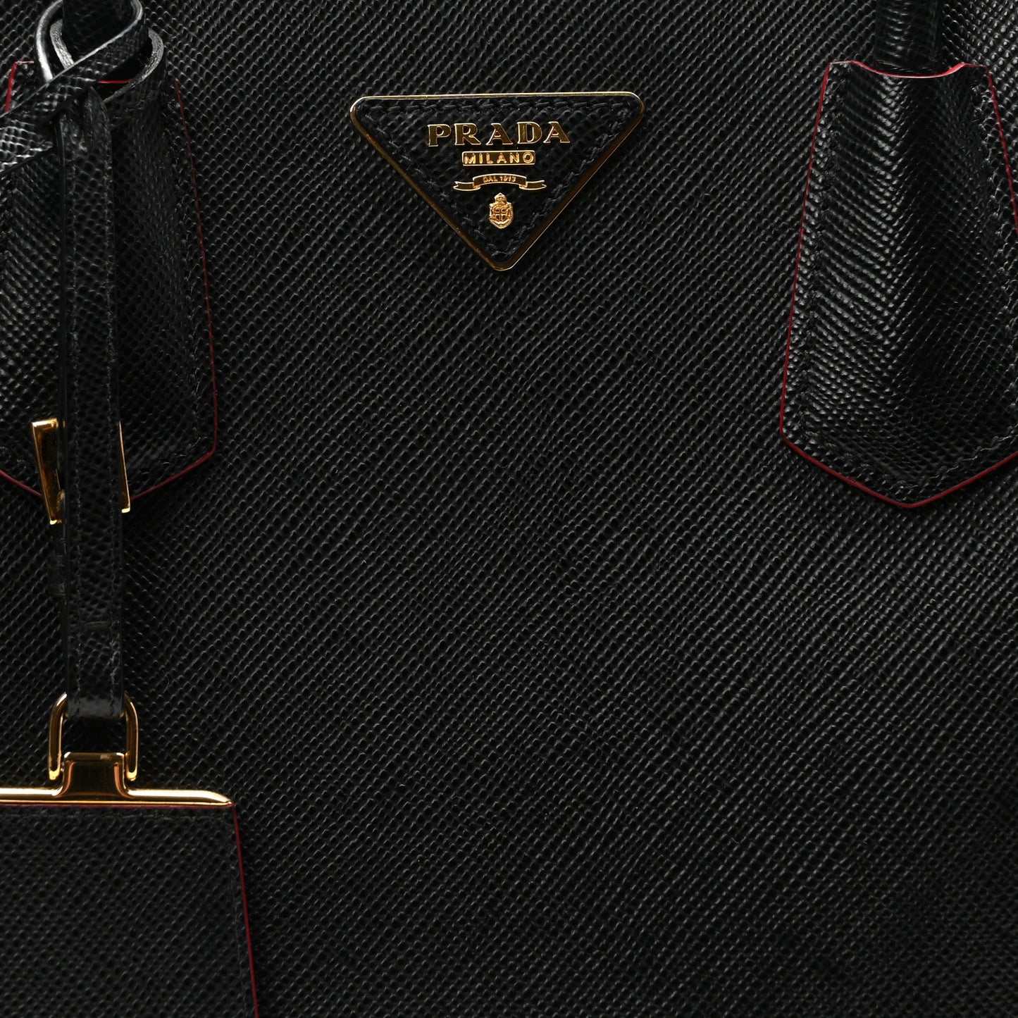 Saffiano Cuir Medium Double Bag Black Fuoco