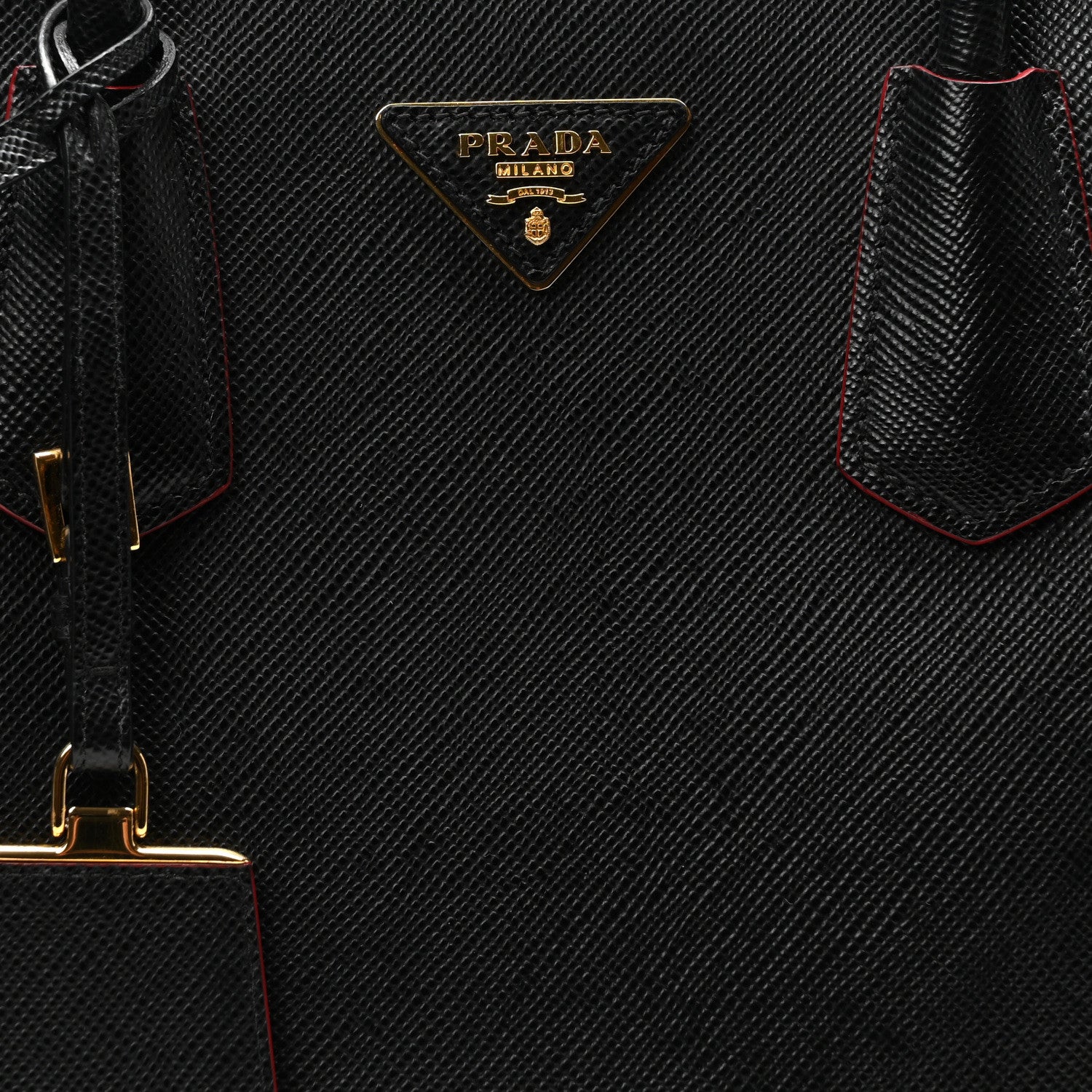 Prada Saffiano Cuir Medium Double Bag Black Fuoco 7 of 9